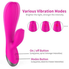 Load image into Gallery viewer, Rechargeable Rabbit Vibrator Dildo Adult Women Sex Toy Female Sexual Tool Vibrating Wand Massager 10 Modes 6 Speeds Handheld Portable
