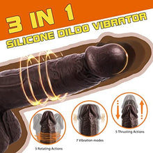 Load image into Gallery viewer, Thrusting Dildo Vibrator for Women: Realistic Vibrating Dildo with 5 Thrusting 7 Vibration Modes, Silicone Suction Cup Dildo for G Spot Clit Anal Stimulation, Adult Sex Toys for Men, Brown Dildo
