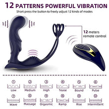 Load image into Gallery viewer, Male Prostate Massager Stimulator Wireless Remote Anal Plug Vibrator Delay Ejaculation Penis Ring Finger Masturbation for Men 3 in 1 Vibrating Cock Ring with 12 Vibration Modes Gift for Husband
