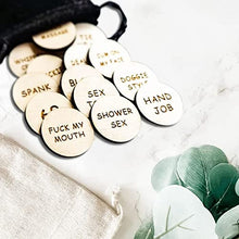 Load image into Gallery viewer, 20Pcs Funny Tokens Sex,Date Night Activity Tokens Funny Wooden Couples Date Night Activity Token Romantic Funny Sex Token Gift Valentines Ideas Gifts for Couples
