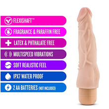 Load image into Gallery viewer, Blush Dr Skin Vibe 4 - Real Feel 8 Inch Realistic Vibrating Dildo - 2 Inch Width - IPX7 Waterproof - Soft Body Safe Material Multi Speed Bendable Vibrator - Sex Toy for Women Men Couples - Beige
