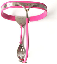 Load image into Gallery viewer, MMWMJWMB Female Chastity Belt with Cbt Lock, BDSM Bondage Stainless Steel and Silicone Chastity Device, SM Sex Toys for Woman Breathable Underwear - Lock Your Lover-60~90cm,No Anal Plug

