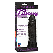 Load image into Gallery viewer, Doc Johnson Vac-U-Lock CodeBlack - 7 Inch Thin Dong - F-Machine and Harness Compatible Dildo
