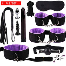 Load image into Gallery viewer, Haxlzwh Plugs Anal Vibrator Handcuffs Wear Vibration Nipple Clamps SM Sex Toys Set 11PCS Purple
