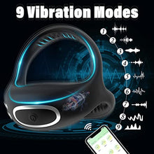 Load image into Gallery viewer, Vibrating Cock Ring with App for Men Erection, Penis Rings Vibrator Toys for Men&#39;s Sex, Unlimited Vibration Mode for His Pleasure, Anillos para El Pene Sexuales Adult Sex Toys for Male
