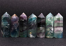 Load image into Gallery viewer, YWG Stone 75 * 20mm Fluorite Crystal Point Scepter Large 3 Inch Wand Carved Healing Reiki 6 Sided Prism Style
