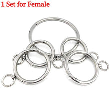 Load image into Gallery viewer, MMWMJWMB BDSM Bondage Kit Anklet Cuffs/Collar/Handcuffs with Removable Ring - Round Stainless Steel Fetish Slave Restraints Tools for Adult-1setforFemale
