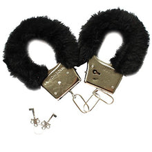 Load image into Gallery viewer, dPois Furry Fuzzy Hand Cuffs Soft Metal Adult Sex Night Party Game Gag Gift with Keys Black One Size
