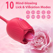 Load image into Gallery viewer, Rose Sex Toy Vibrator for Women 3 in 1 Clitoral Stimulator Tongue Licking Thrusting Vibrator with 10 Modes, Rose Adult Sex Toys Games,Clitoris Nipple Licker for Women Man Couple (RED2)
