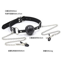 Load image into Gallery viewer, SM Bondage Under Bed Restraint Kit Sex Toy Leather Strap Plastic Mouth Ball Gag with Nipple Clamps Chain Nipple Clips Nipple Jewelry Nipple Toys Role Game Play
