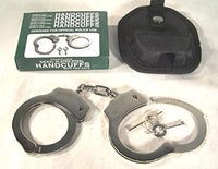 Official Tactical Police Security Silver Nickel Plated Steel Handcuffs Double Lock with 2 Keys and Holding Case