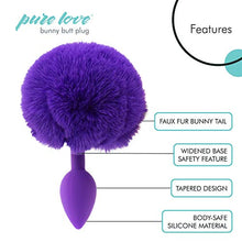 Load image into Gallery viewer, Pure Love Fluffy Bunny Tail, Silicone Anal Butt Plug, Purple Color, Adult Sex Toy, 45g
