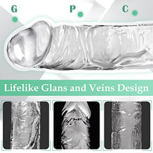 Load image into Gallery viewer, 8 Inch Clear Dildo Adult Toy with Strong Suction Cup Hands-Free Play Realistic Anal Sex Toys, Body Safe Soft Material G Spot Penis with Lifelike Glans Vaginal Stimulator for Women &amp; Men Beginner
