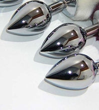 Load image into Gallery viewer, Bunny Faux Tail Silver Smooth Butt Plug Small
