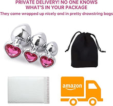 Load image into Gallery viewer, Heart Butt Plug Set Metal Anal Plug - 3 Pcs Anal Plugs, Buttplug, But Plug, Sexual Stimulation Device for Butt Plug Set, Anal Sex Toy Butt Toys Anal Toys, Butt Training Plugs Kit for Women Men Couple
