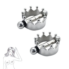 Load image into Gallery viewer, 2/4PCs Magnetic Crown Nipple Clamps, Nipple Rings Non Piercing for Daily Wearing Nipple Jewelry Surgical Steel Nipple Clips Sexual Pleasure (Silver)
