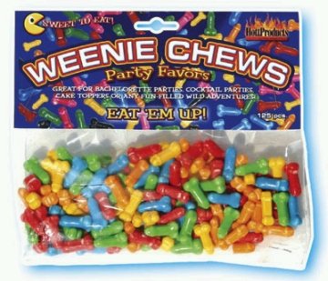 Gift Set of Weenie Chews Penis Candy and one Screaming O Ultimate Disposable Vibrating Ring