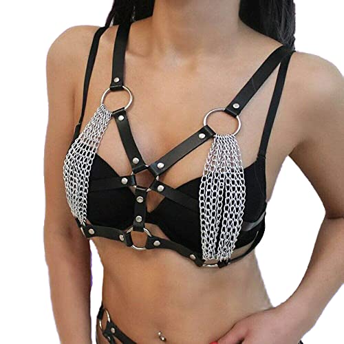 Leather Body Chains Punk Body Chain Party Rave Harness Body Accessory Jewelry for Women and Girls