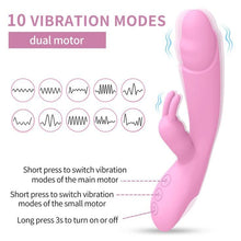 Load image into Gallery viewer, Rechargeable Rabbit Vibrator Women Sex Toy Dildo Adult Female Sexual Tool Powerful Vibrating Wand Massager 10 Modes, Length 8.250021 Inches, Portable Cordless Electric Handheld
