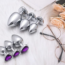 Load image into Gallery viewer, 2022 Years New 3Pcs Set Luxury Metal Butt Toys Heart Shaped Anal Trainer Jewel Butt Plug Kit S&amp;M Adult Gay Anal Plugs Woman Men Sex Gifts Things for Beginners Couple (purple0)
