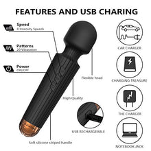 Load image into Gallery viewer, SIKXTOA Mini Vibrator, 8 Speeds 20 Patterns, G Spot Cordless Wand Massager, Clitoral Stimulator, Dildo, Sex Toys, Rechargeable Handheld Powerful Silent Waterproof Female Adult Toys (Small Black)
