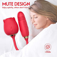 Load image into Gallery viewer, Rose Toy Vibrator for Women, 2 in 1 Nipple Sucker Oral Sex Vibrating Wand, G Spot Rose Vibrator, Clitoral Vibrator, Dildo Stimulator Vaginal and Anal Sex Toy
