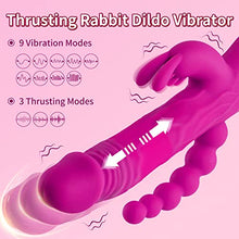 Load image into Gallery viewer, Thrusting Rabbit Vibrator G Spot Clitoral Anal Dildo Stimulation Adult Sex Toys with One Click Enhancement, 3 Powerful Thrusting Speeds &amp; 9 Vibrating Vagina Nipples Stimulator for Women (B-Rose)
