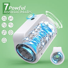 Load image into Gallery viewer, Automatic Male Masturbators, Open-Ended Penis Vibrator 7 Rotating Modes for Penis Stimulation, Realistic TPE Pocket Pussy for Male Stroker, Fully Waterproof Blowjob Toys, Male Sex Toys for Men White
