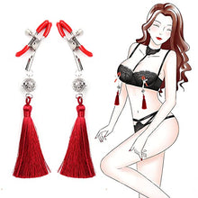 Load image into Gallery viewer, Small Bell Tassel Nipple Clamps Breast Clip Adult Sex Games Flirting Toys BDSM Goods Products Sexy Women Accessories for Sex(4PC)RED+Black
