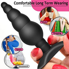 Load image into Gallery viewer, Anal Butt Plug Silicone Gradual Ribbed Anal Bead for Comfortable Long-Term Wear Prostate Massager TJIJP Sex Toy with T-bar Base &amp; Thin Neck for Men Women
