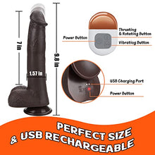 Load image into Gallery viewer, 9.8&quot; Thrusting Dildo Vibrator for Women, Realistic Vibrating Dildo with Remote Control 3 Telescopic &amp; 5 Vibrations Modes, Silicone Telescopic Dildo Sex Toys for Couple G-spot Anal Stimulation Brown
