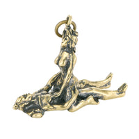 Brass Intimate Couple Statue, Men Women Sex Figurine Decorations, Sex Pose Personality Keychain Pendant (C)