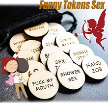 Load image into Gallery viewer, AAOCLO 20Pcs Funny Tokens Sex,Date Night Activity Tokens Funny Wooden Couples Date Night Activity Token Romantic Funny Sex Token Gift Valentines Ideas Gifts for Couples (Heart,Pack-3)
