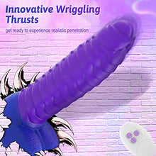 Load image into Gallery viewer, Heated Colour-Changing Thrusting Vibrator Dildo - 8.9&quot; Strong Suction Cup Dildo, MEANINS Baron, Caterpillar Shape Wriggling &amp; Vibrating Dildos with Spot G Vibration, Women Sex Toys Purple
