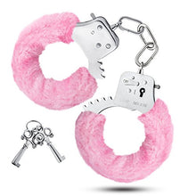 Load image into Gallery viewer, Temptasia by Blush - Pink Faux Fur Metal Hand Cuffs Realistic - Double Lock Adjustable Wrist Restraints with Keys and Safety Release - Heavy Duty Fantasy Bondage BDSM Kinky Couples Sex Toy
