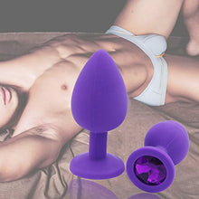 Load image into Gallery viewer, Connoworld Silicone Butt Insert Anal Plug Shiny Rhinestone Base Trainer Prostate Massager Toy for Male,Female,and Beginner S,M,L Sizes
