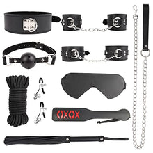 Load image into Gallery viewer, LANWAN 9PCS Bondage Restraints Kits BDSM Equipments Kit 2022 for Adult Couples (Matte Black)
