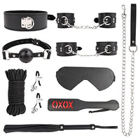 LANWAN 9PCS Bondage Restraints Kits BDSM Equipments Kit 2022 for Adult Couples (Matte Black)