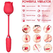 Load image into Gallery viewer, Rose Toy Vibrator for Women, 2 in 1 Nipple Sucker Oral Sex Vibrating Wand, G Spot Rose Vibrator, Clitoral Vibrator, Dildo Stimulator Vaginal and Anal Sex Toy
