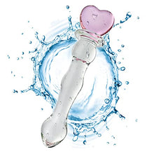 Load image into Gallery viewer, Glass Double-Ended Dildo G-Spot Stimulation Butt Plugs Anal Beads Pleasure Wand with Pink Heart Sex Factory
