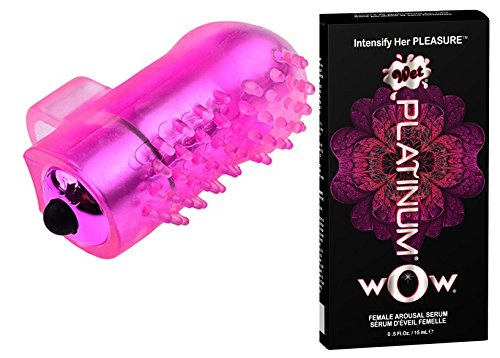 Finger Vibrator Bundled with 1/2 Ounce Tube of Wet Wow Clitoral Arousal Gel