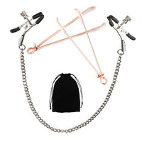 MONEYN Nipple Clamps Set of 2, Nipple Clamps with Chain Sex, Nipple Clamps Non Piercing Nipple Toys for Adult Women Pleasure (Black)