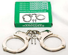 Load image into Gallery viewer, Official Tactical Police Security Silver Nickel Plated Steel Handcuffs Double Lock with 2 Keys and Holding Case
