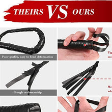 Load image into Gallery viewer, GOOFFY 2 Piece Leather Black Whip 1.8m/71inch Halloween Costume Whip Role-Playing Game Whip
