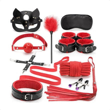 Load image into Gallery viewer, Sex Bondage BDSM Restraints Kits 11 Pcs for Adults Sex Toys with Hand Cuffs Mouth Gag Nipple Clamps &amp; Sex Whip included for Couples Bed Game
