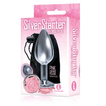 Load image into Gallery viewer, Sexy, Kinky Gift Set Bundle of Cockzilla Nearly 17 Inch Realistic Black Colossal Cock and Icon Brands The Silver Starter, Rose, Floral Stainless Steel Butt Plug, Pink
