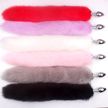 Load image into Gallery viewer, YIXISM Adult Long Imitation Fox Hair Metal Anal Plug Cosplay Couple Flirting Sex Toy Faux Fox Tail Design Cosplay Supply Sex Toys (Color : Grey)
