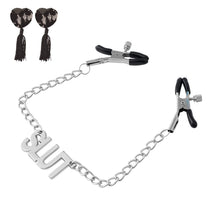 Load image into Gallery viewer, Nipple Clamps with Chain, Non-Piercing Metal Body Chain with Letter Plate, Adjustable Nipple Clamp Clip, Nipple Clamps for Sex Pleasure for Women (Daddy)
