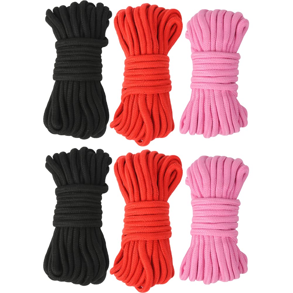 Magik 3-6 Pcs Soft Silk Touch Rope Solid Rope Sexy Toy BDSM Tie Up Fetish Restraint (6 Pack(2 Ea), 16.4 Ft/5M)