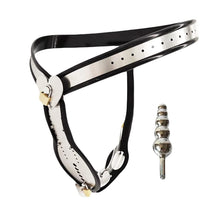 Load image into Gallery viewer, LESOYA Male Adjustable Stainless Steel Chastity Belt Device Chastity Cage Penis Lock Pants BDSM Bondage Briefs with Metal Plug
